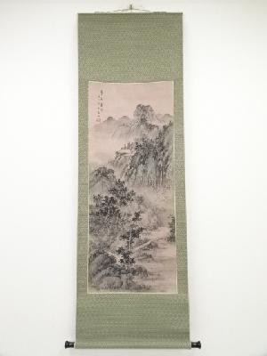 左村筆　山水　肉筆絹本掛軸